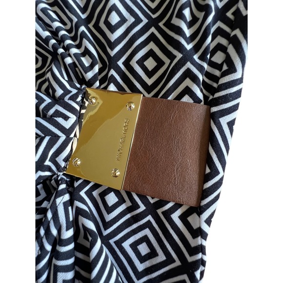 NWT Michael Kors Petite Black White Geometric Diamond Print Sheath Dress P/S - Picture 3 of 8